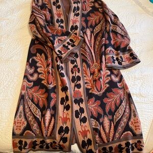 Soft Surroundings Black and Pink Patterned Coat